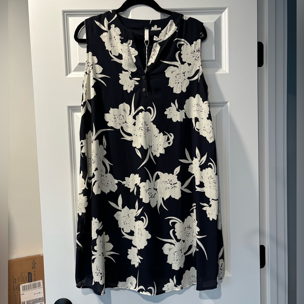 Pinkblush Navy Floral Sleeveless Mid-length Dress